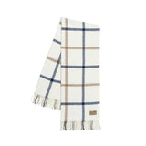 Lands Downunder Tattersall Throw in Navy and Caramel on Cream - Fig Linens and Home