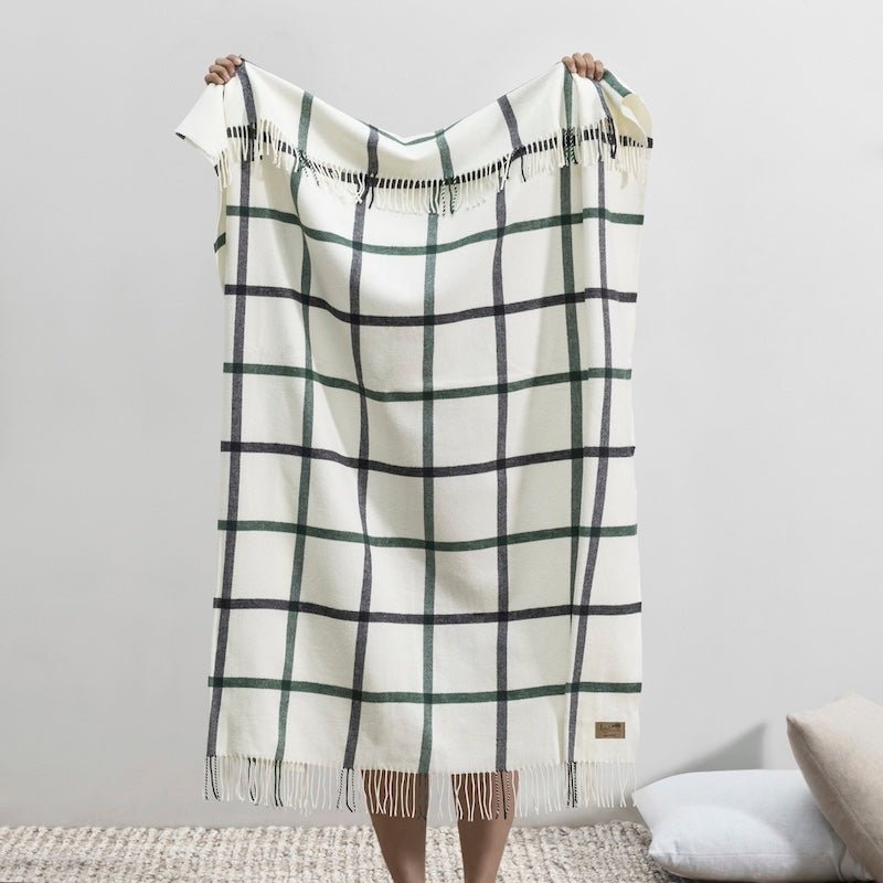 Lands Downunder Blanket - Pine and Graphite Tattersall Plaid Throw at Fig Linens and Home