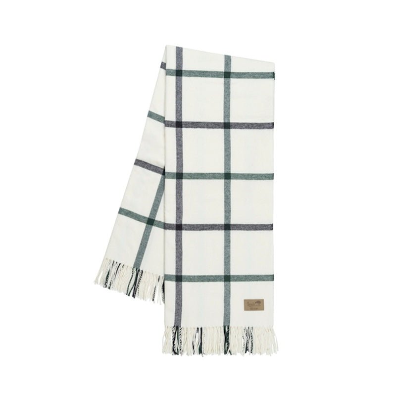 Lands Downunder Blanket - Pine and Graphite Tattersall Plaid Throw Folded on White Background
