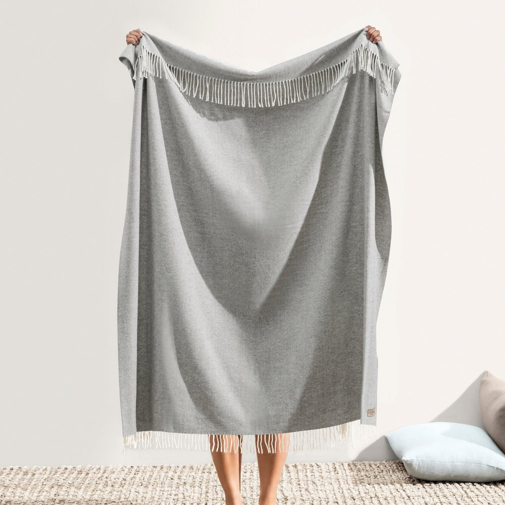 Italian Herringbone Pebble Throw | Lands Downunder Throw Blankets - Full view with Fringe
