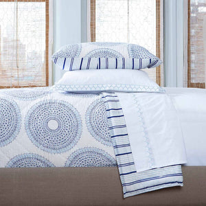 John Robshaw Lapis Quilt - Blue and white bedding - Quilts and Shams in 100% Cotton