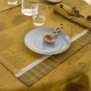 Holiday Table Setting - Souveraine Gold Placemats | Holiday Table Linens by Le Jacquard Francais