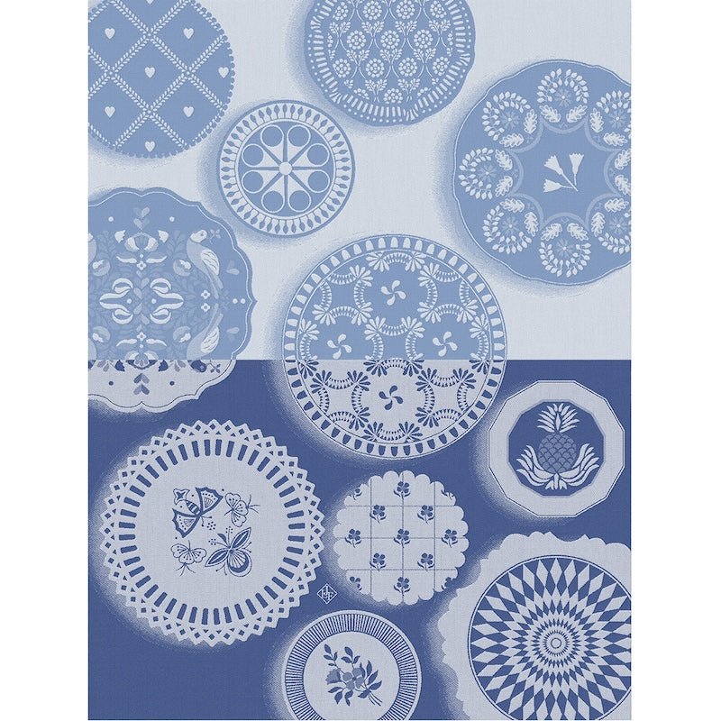 Faience Blue Tea Towel by Le Jacquard Français