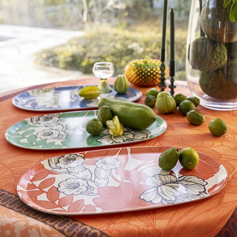 escapade tropicale orange tray by le jacquard français 1