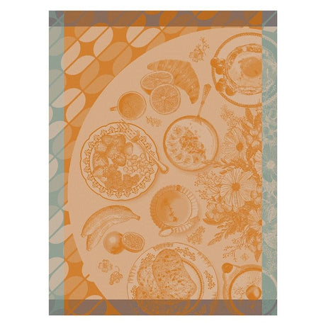 Brunch gourmand orange tea towel by le jacquard français at Fig Linens and Home
