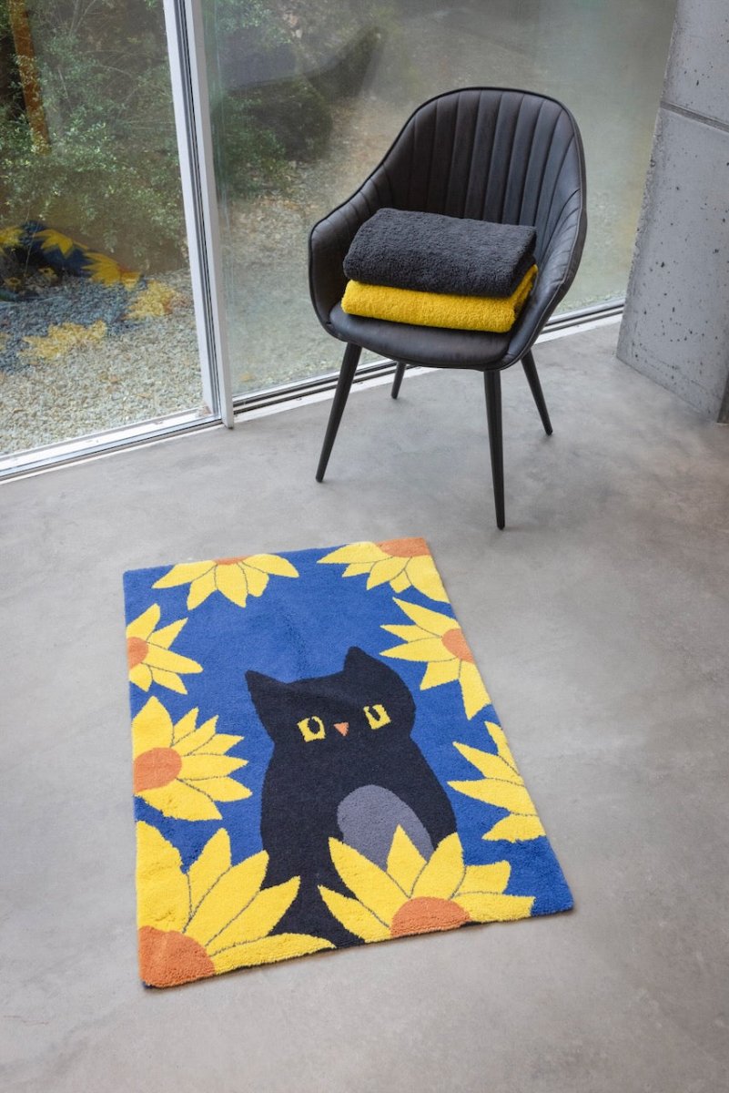 Floor Rug with Chair - Lea's Cat Cadette Blue by Bath Rug by Abyss Habidecor at Fig Linens and Home