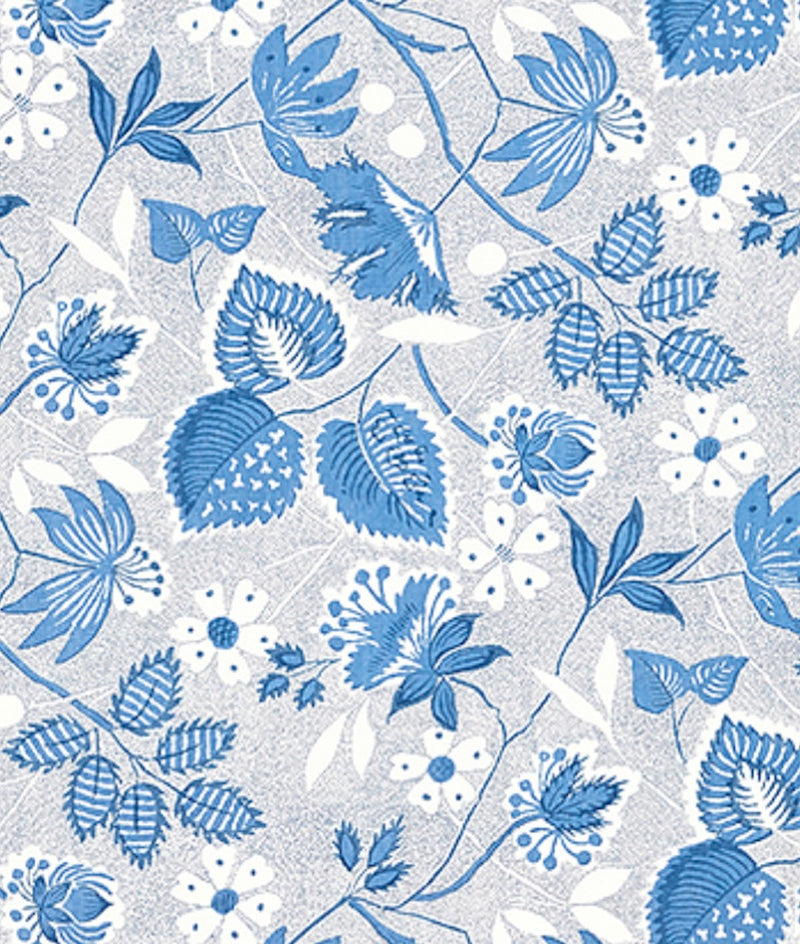 Legacy Linens - Indienne Hazel Blue Swatch for Bedding - Thibaut Anna French Fabric