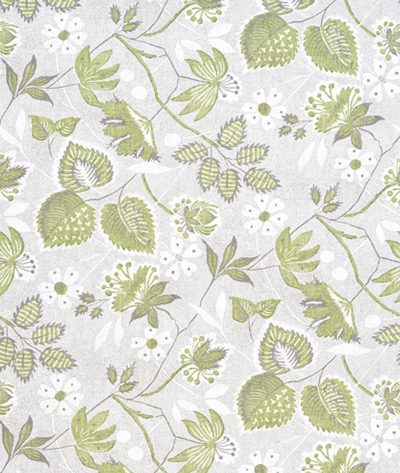 Legacy Linens - Indienne Hazel Green Swatch for Bedding - Thibaut Anna French Fabric