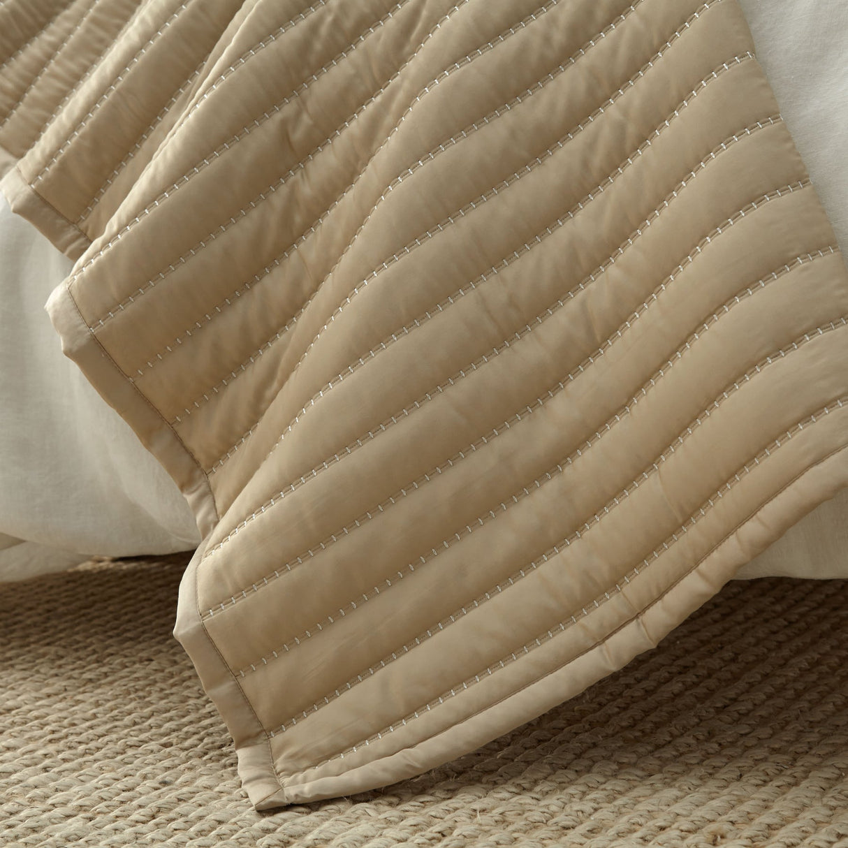 Urban Bamboo Champagne Quilt - Lili Alessandra Quilted Coverlet at Fig Linens and Home 3