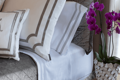 Lili Alessandra Soho White and Gray Sheets by Lili Alessandra - Queen Sheet Set White and Gray at FIG LINENS AND HOME - 2