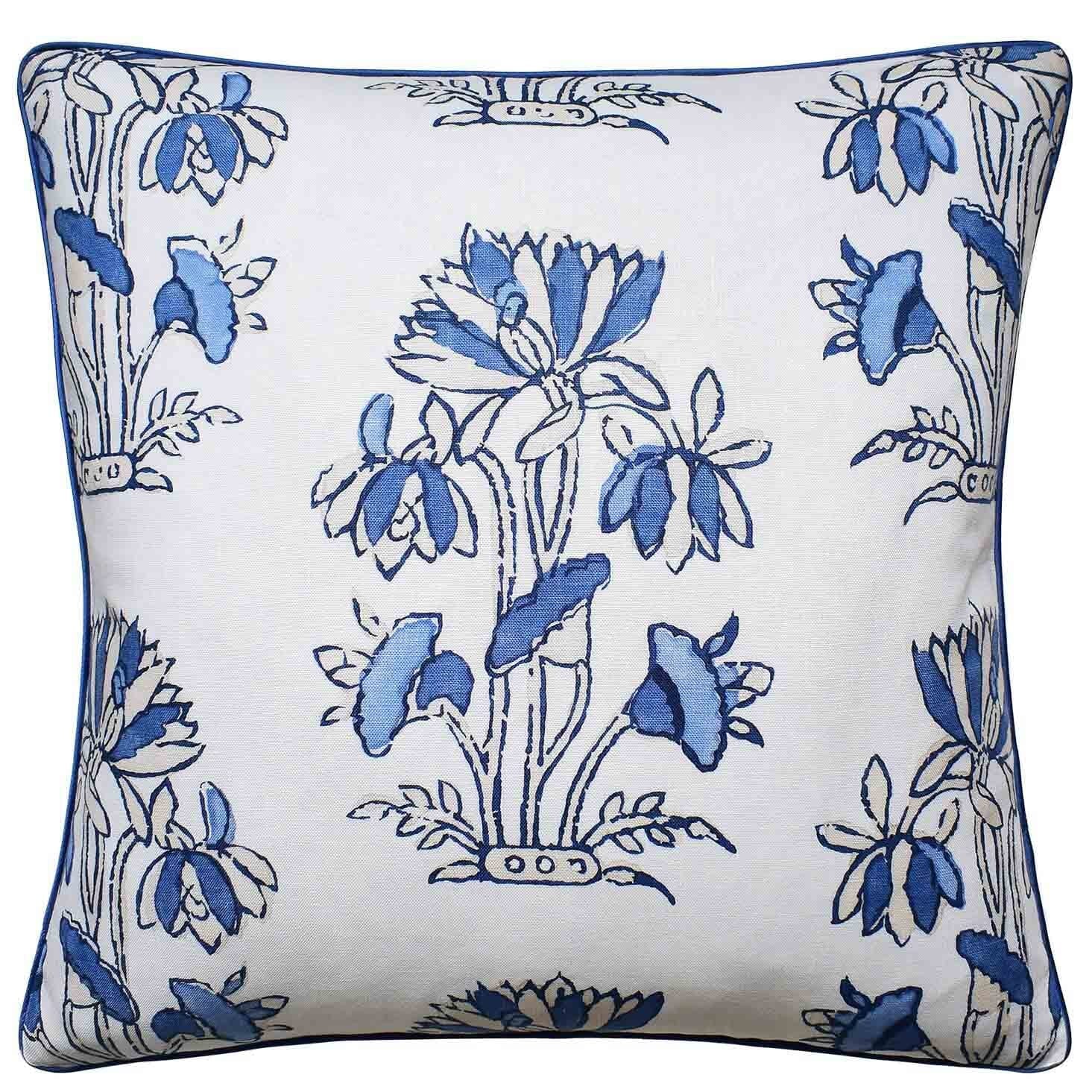Lily Flower Blue and White Decorative Pillow - Throw Pillow by Ryan Studio at Fig Linens and Home