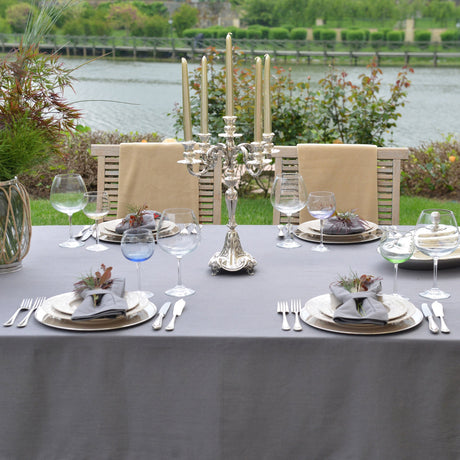 Lima Charcoal Tablecloth Detail 3 | Mode Living at Fig Linens and Home