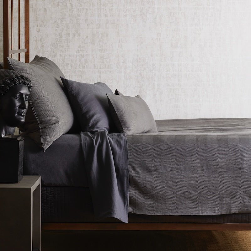 Lifestyle Charcoal Linen Duvet Set by Ann Gish at Fig Linens and Home