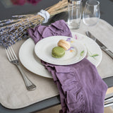 Lucca Eggplant Napkin Lifestyle | Mode Living at Fig Linens and Home