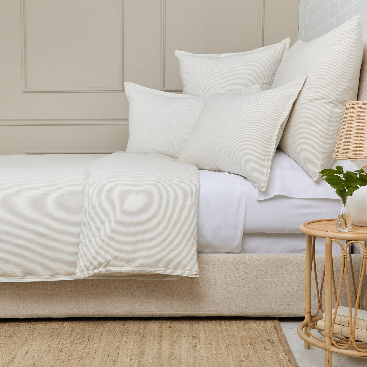 Luke Natural Pillow Shams | Pom Pom at Home at Fig Linens and Home - Lifestyle 2