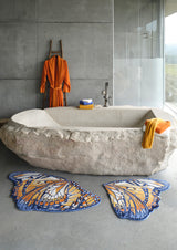 Abyss Habidecor Mariposa Bath Rug | Luxury Butterfly Rug in Tangerine 614 at Fig Linens and Home - 1