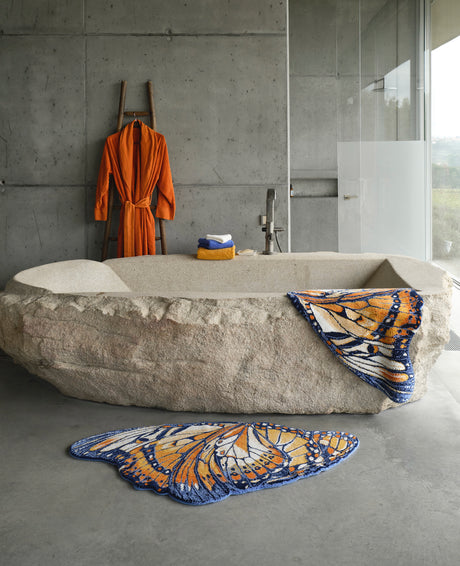 Abyss Habidecor Mariposa Bath Rug | Luxury Butterfly Rug in Tangerine 614 at Fig Linens and Home - 5