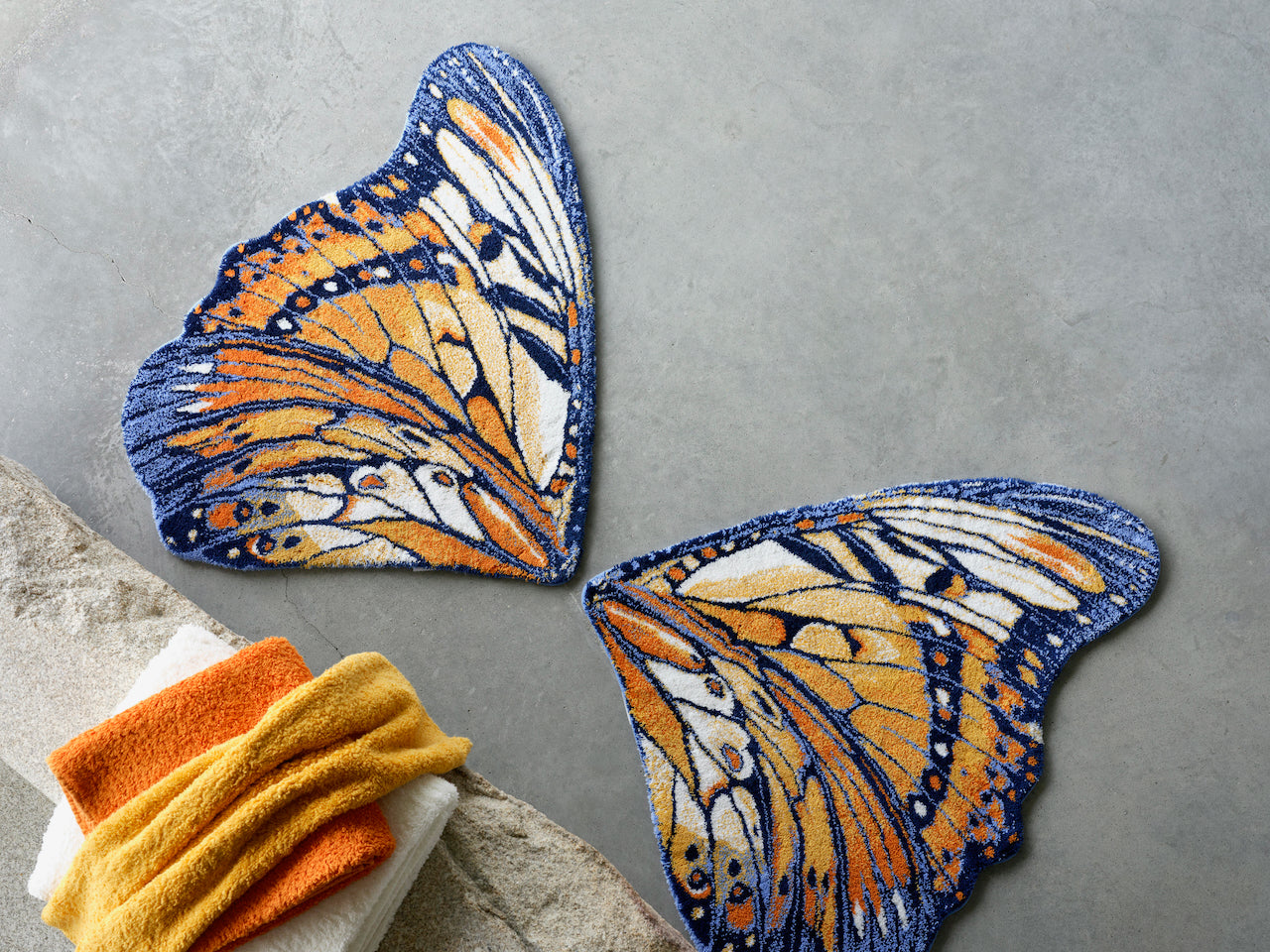 Abyss Habidecor Mariposa Bath Rug | Luxury Butterfly Rug in Tangerine 614 at Fig Linens and Home - 2
