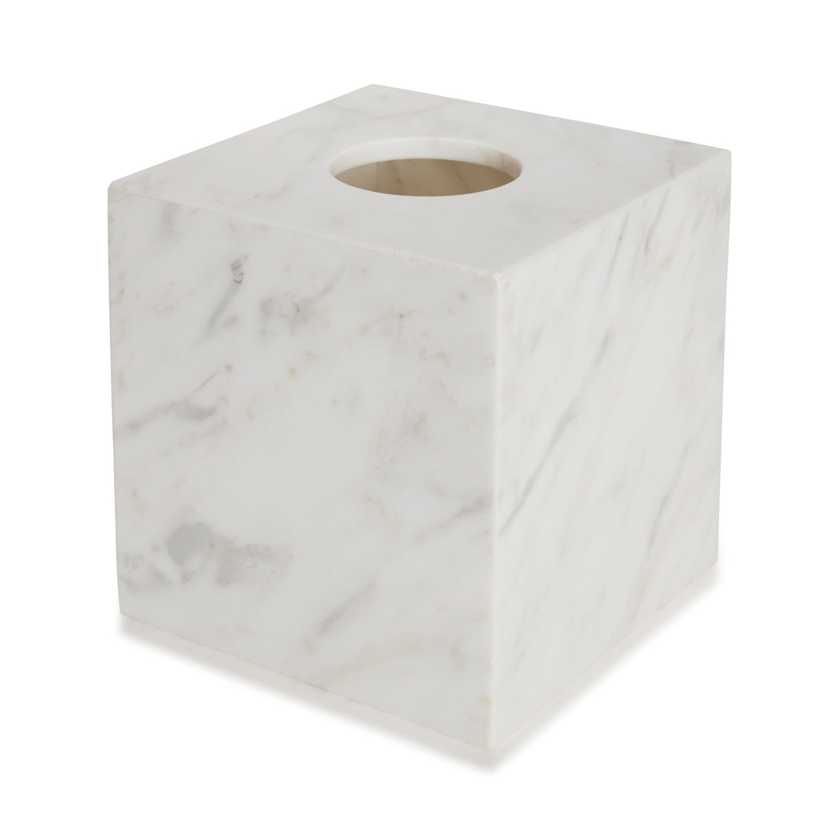 Tissue Box Cover - Marmol Bath Accessories by Kassatex in White at Fig Linens and Home