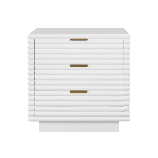 Mateo White Side Table Front View | Worlds Away at Fig Linens and Home