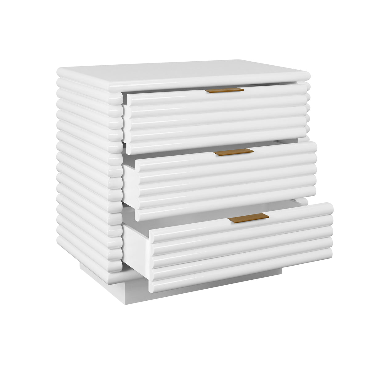 Mateo White Side Table Drawers Open View | Worlds Away at Fig Linens and Home