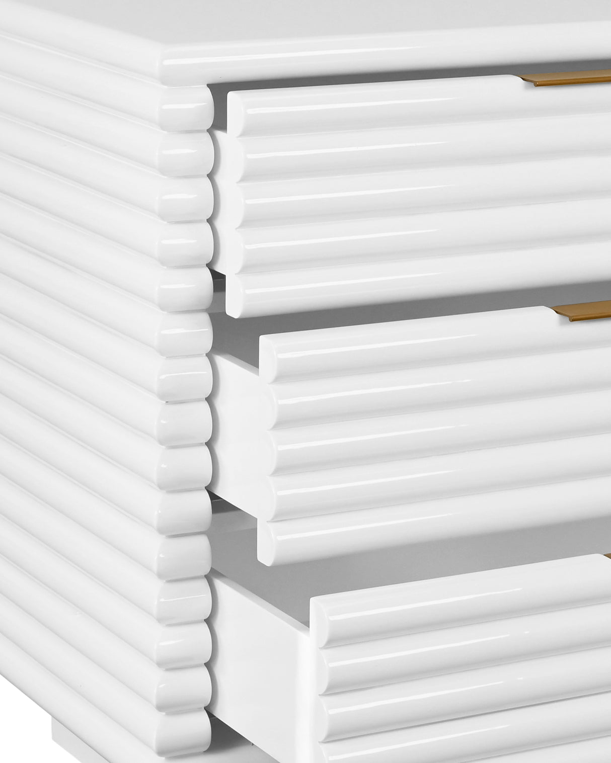 Mateo White Side Table Drawers Open View with Detail | Worlds Away at Fig Linens and Home