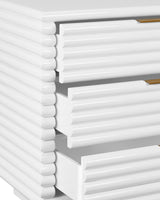 Mateo White Side Table Drawers Open View with Detail | Worlds Away at Fig Linens and Home