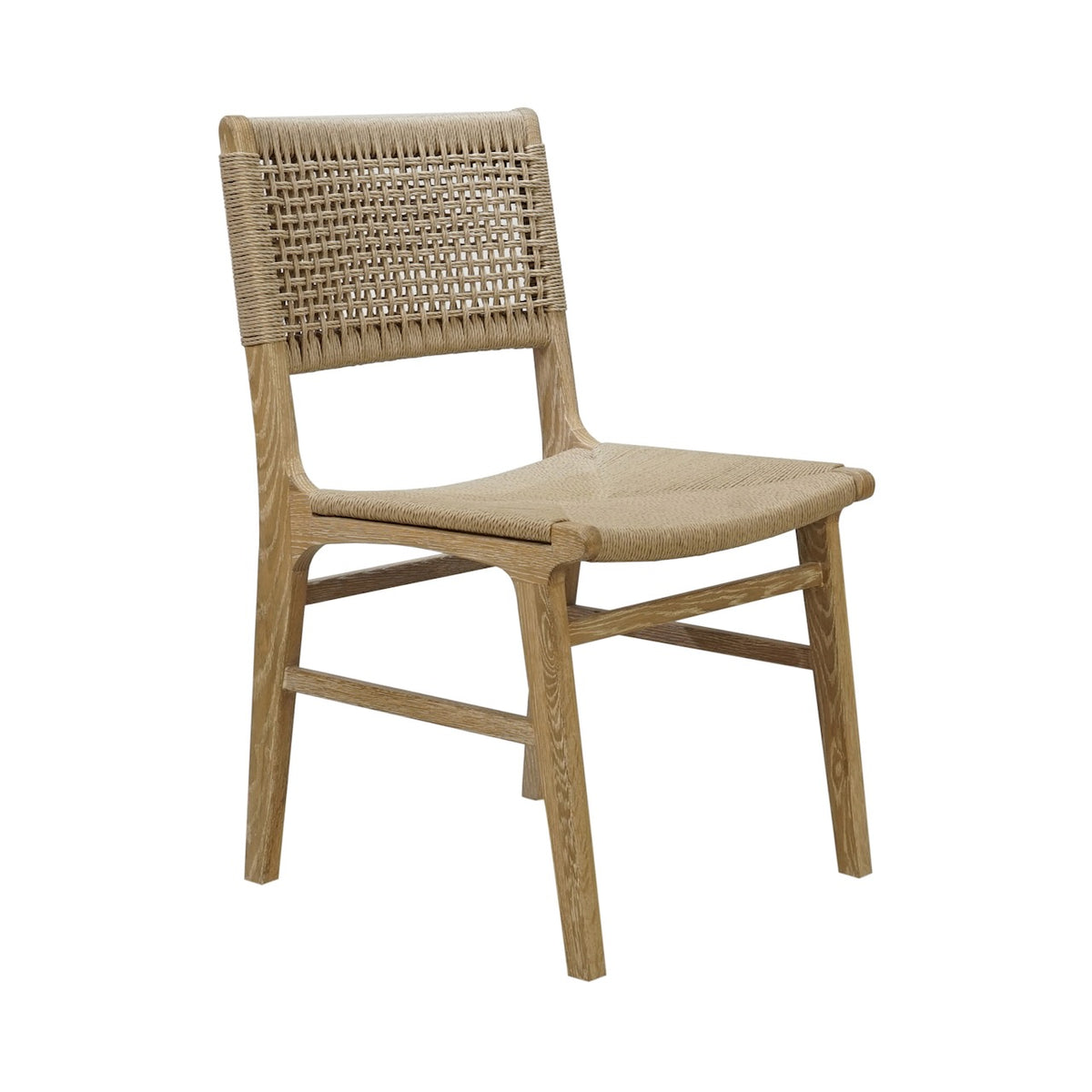 Monroe Rattan Wrapped Dining Chair in Matte Cerused Oak by Worlds Away