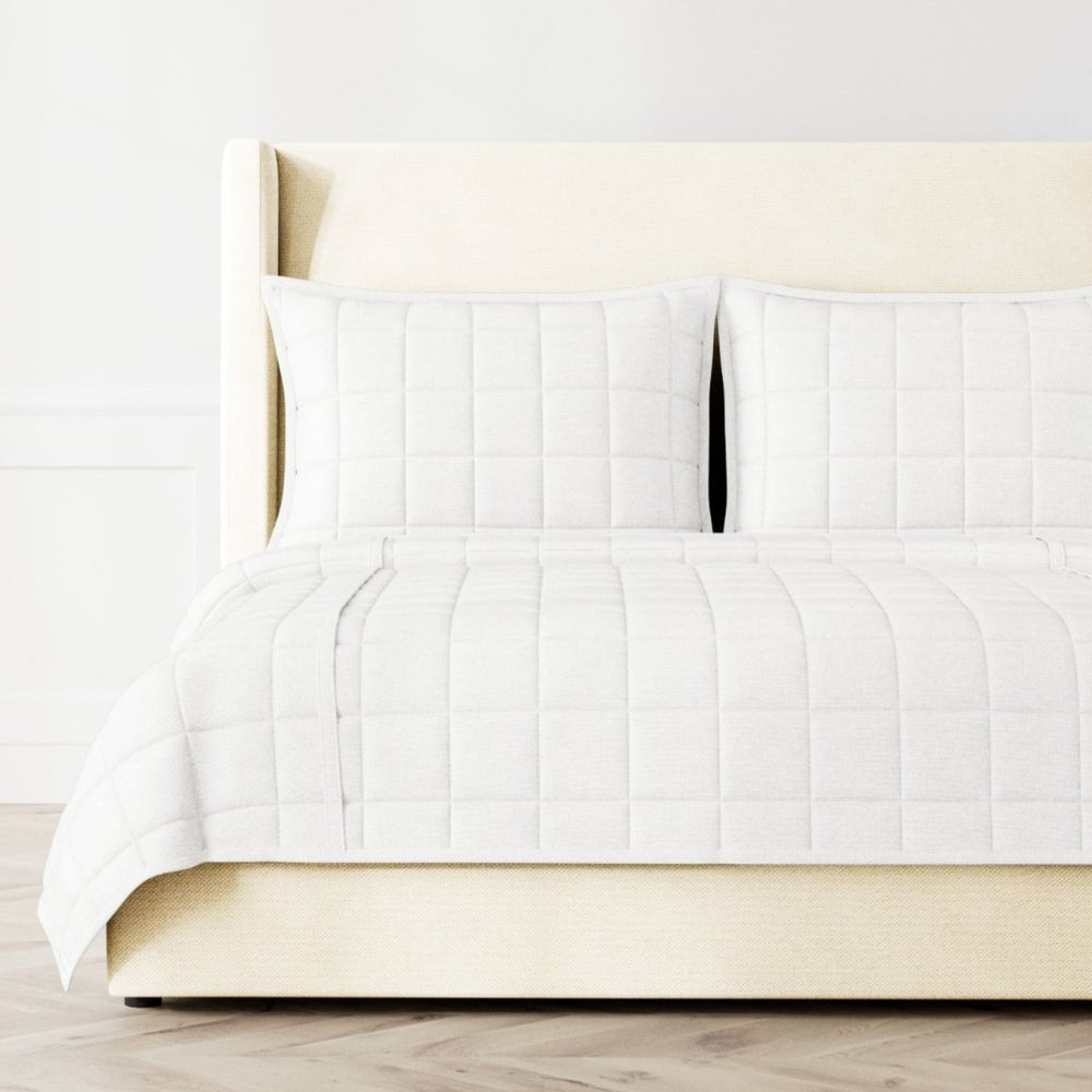 Macau Quilted Coverlet & Euro Sham in Bone by Ann Gish - Fig Linens and Home