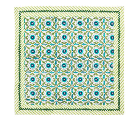 Majorelle Napkin in White, Blue  & Green Set of 4 by Kim Seybert Open View