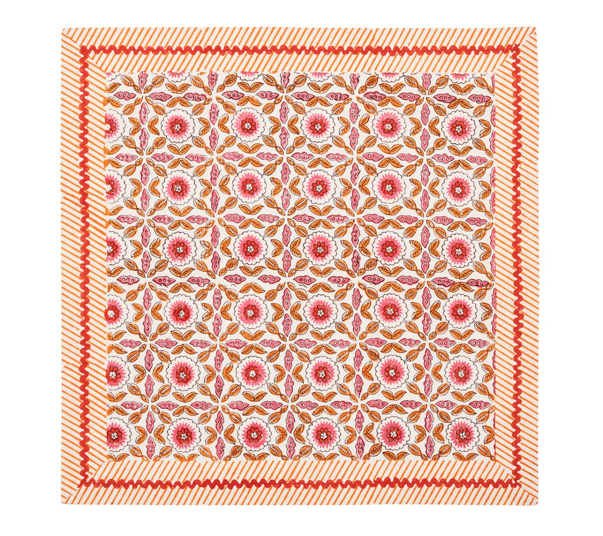 Majorelle Napkin in White, Pink & Orange Set of 4 by Kim Seybert at Fig Linens and Home Open 1