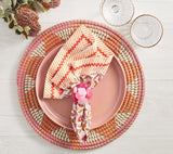 Majorelle Napkin in White, Pink & Orange Set of 4 by Kim Seybert at Fig Linens and Home lifestyle 1