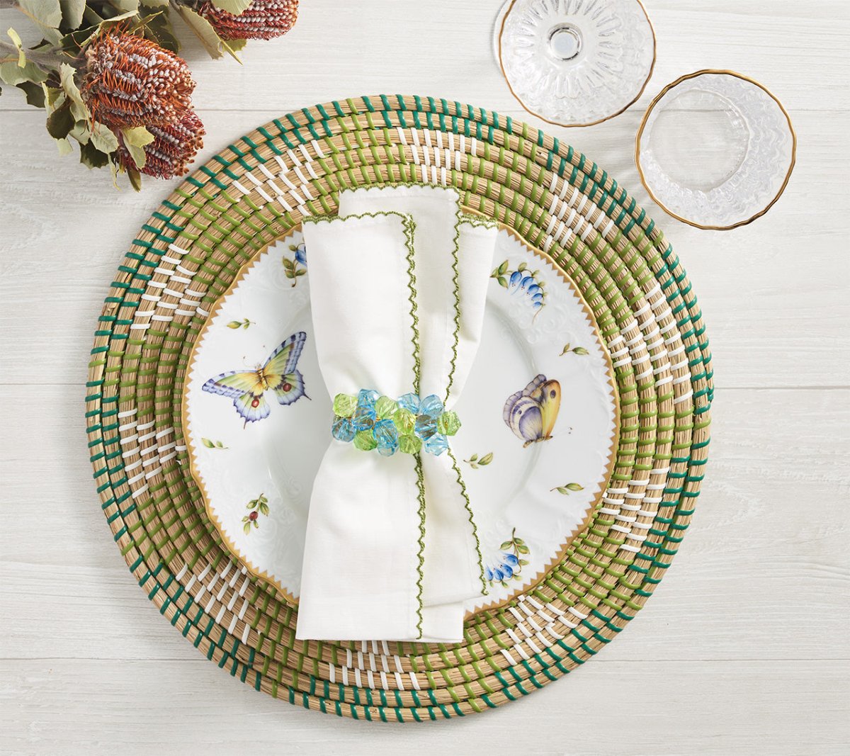 Majorelle Placemat in Green Set of 4 by Kim Seybert at Fig Linens and Home 3