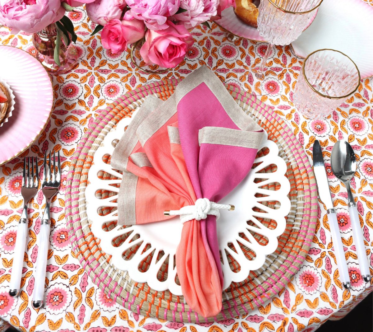 Majorelle Placemat in Pink & Orange Set of 4 by Kim Seybert at Fig Linens and Home 3