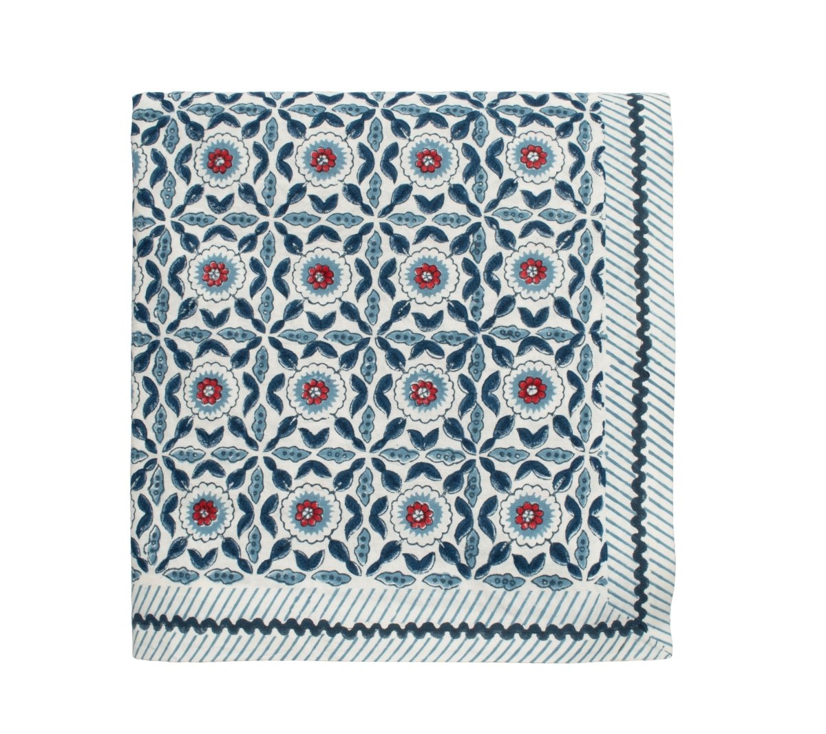 Majorelle Tablecloth in Red, White & Blue by Kim Seybert Folded - Fig Linens and Home