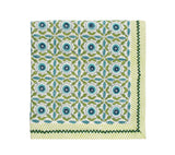 Majorelle Tablecloth in White, Blue & Green by Kim Seybert Folded - Fig Linens and Home