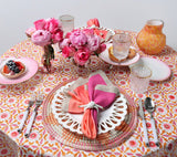 Majorelle Tablecloth in White, Pink & Orange by Kim Seybert Lifestyle Table