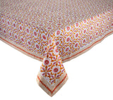 Majorelle Tablecloth in White, Pink & Orange by Kim Seybert on Table