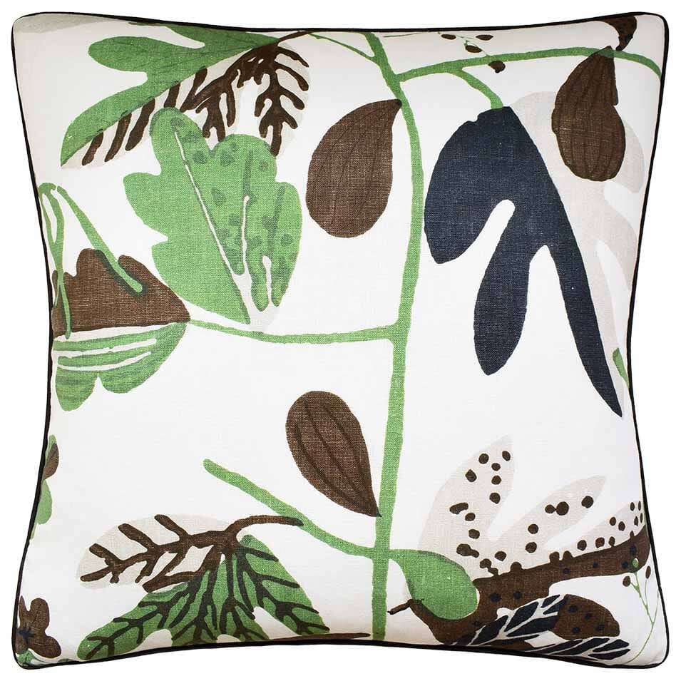 Matisse Leaf Black and Green - Throw Pillow by Ryan Studio