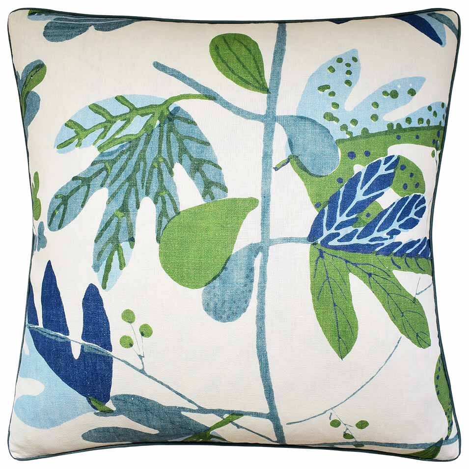 Matisse Leaf Green and Blue - Throw Pillow by Ryan Studio