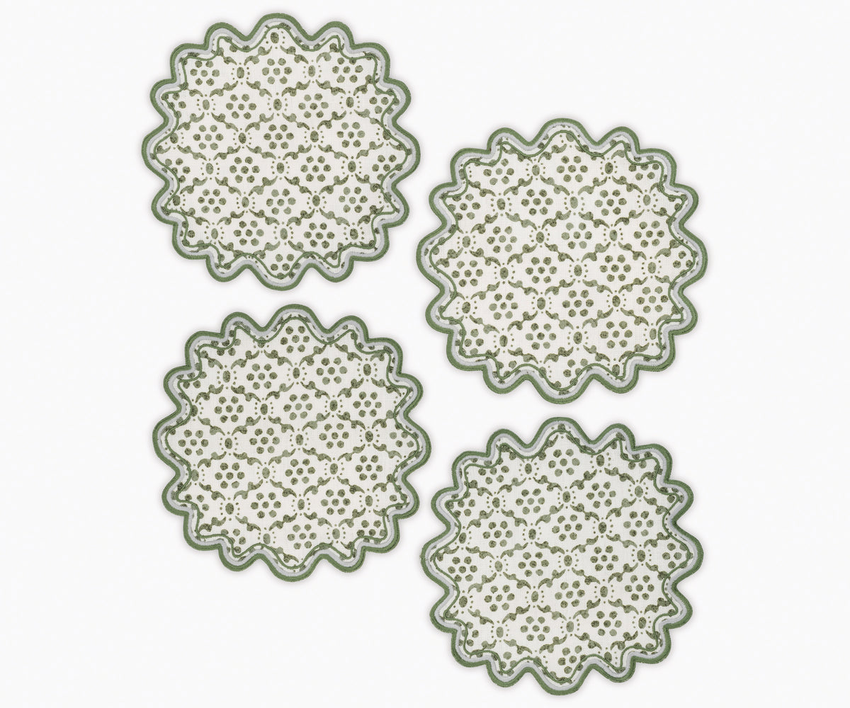 Laksha Cocktail Napkins in Clover Green - Matouk Schumacher at Fig Linens and Home