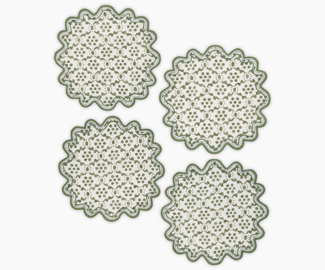 Laksha Cocktail Napkins in Clover Green - Matouk Schumacher at Fig Linens and Home