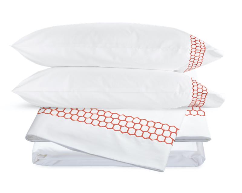 Liana Coral Sheet Set | Matouk Percale Cotton Sheets