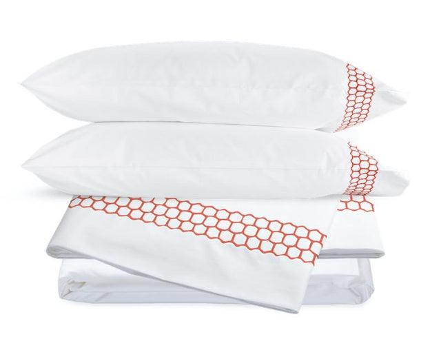 Liana Coral Sheet Set | Matouk Percale Cotton Sheets