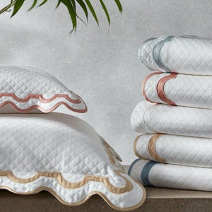 Matouk Coverlet - Mirasol Matelasse Scallop Pillow Shams - Fig Linens and Home