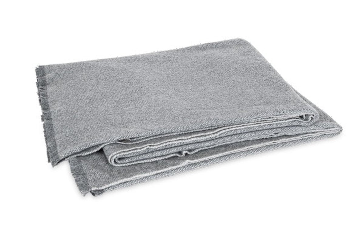 Matouk Agnes Throw Smoke Grey 1 Blankets Cashmere Wool at Fig Linens and Home