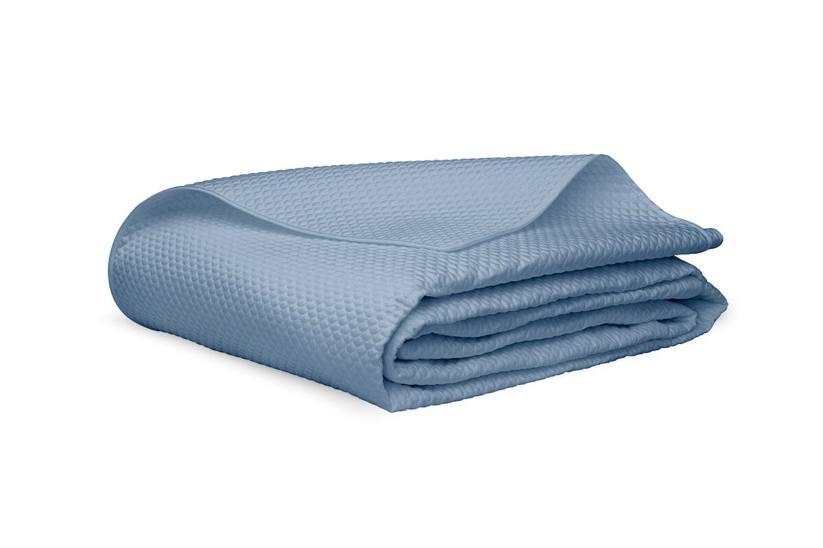 Quilted Coverlet - Alba Hazy Blue Quilts by Matouk - Luxury Bedding in Cotton Sateen