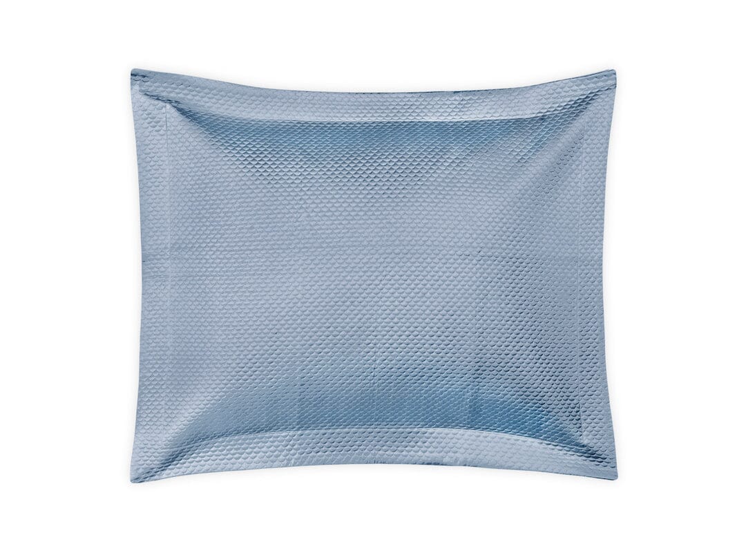 Pillow Sham - Alba Hazy Blue Quilted Pillow Cover by Matouk - Luxury Bedding in Cotton Sateen