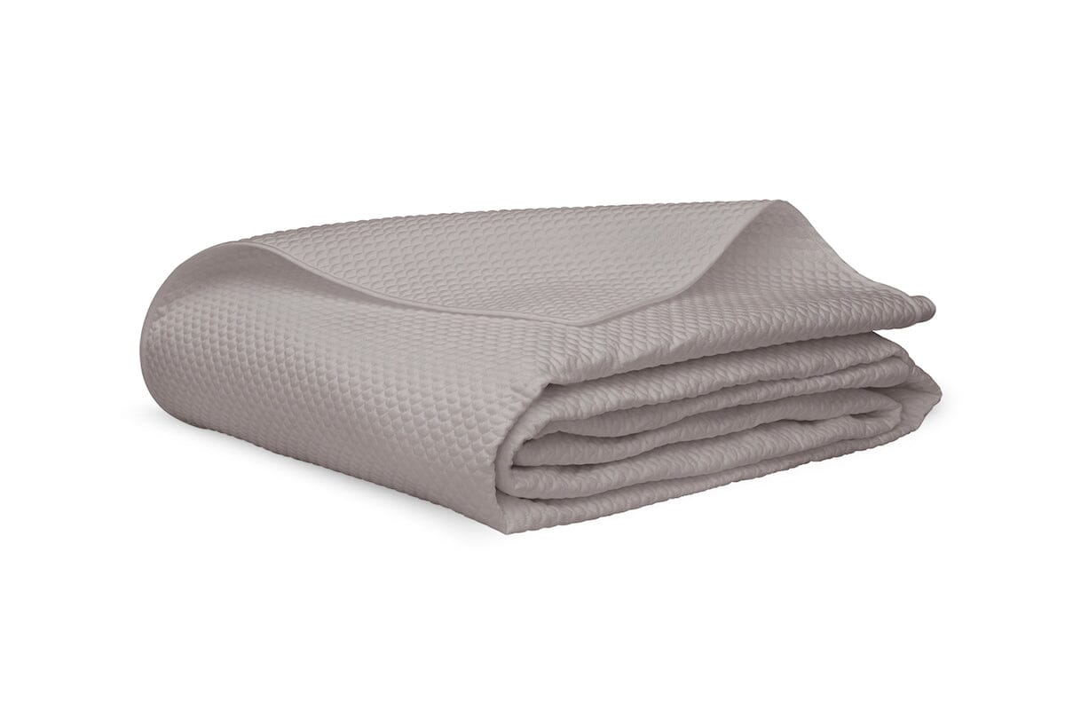 Matouk Quilt - Alba Platinum Quilted Coverlet at Fig Linens and Home - Cotton Sateen Bedding
