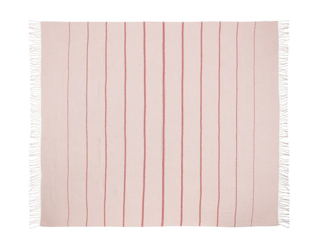 Throw Blanket - Amelia Stripe Slipper Pink Throw by Matouk - Open Full View